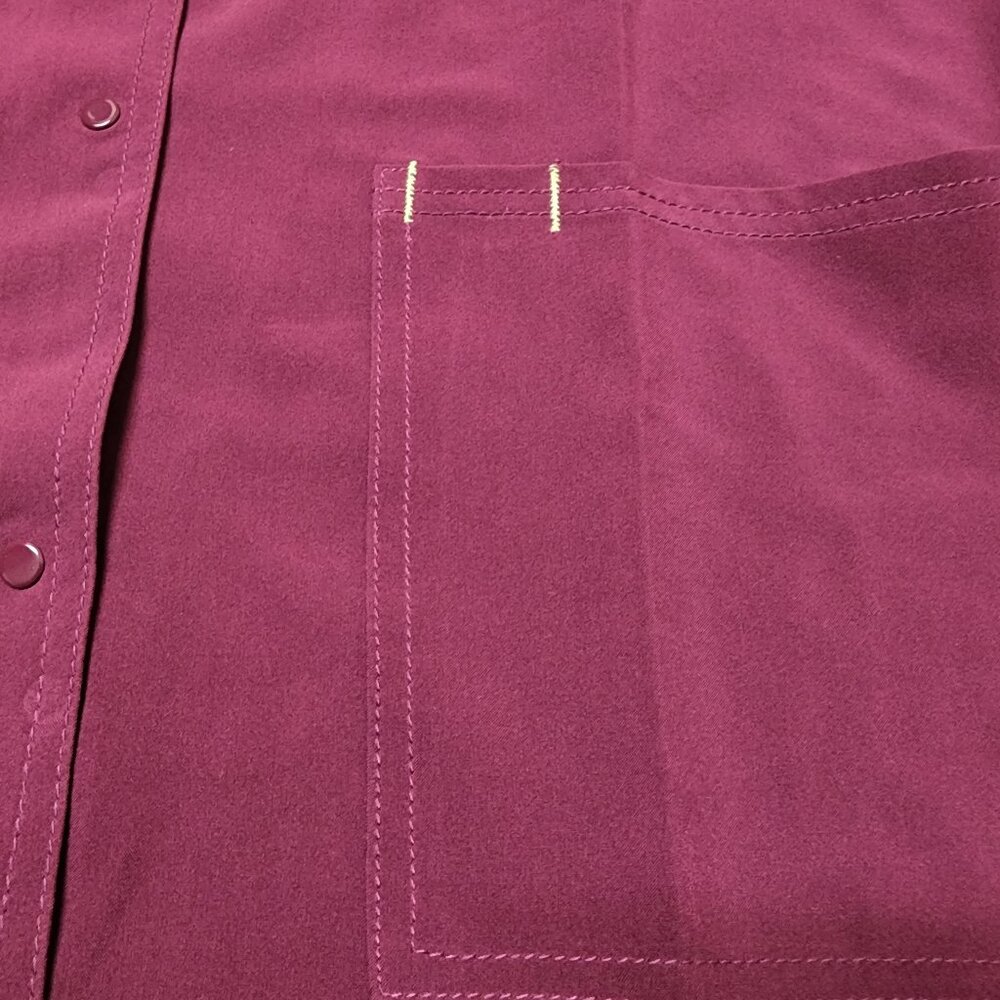 Scrubstar Womens Warm Up Premium Scrub Top XS Jacket Snap Front Stretch Burgundy - Picture 4 of 7